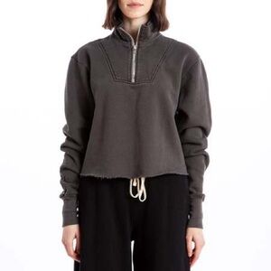 Les Tien Haley Crop Half Zip Pullover Small